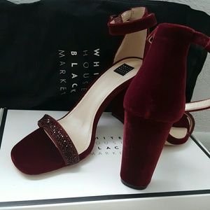 Whbm burgundy sandals new with tag box and bags