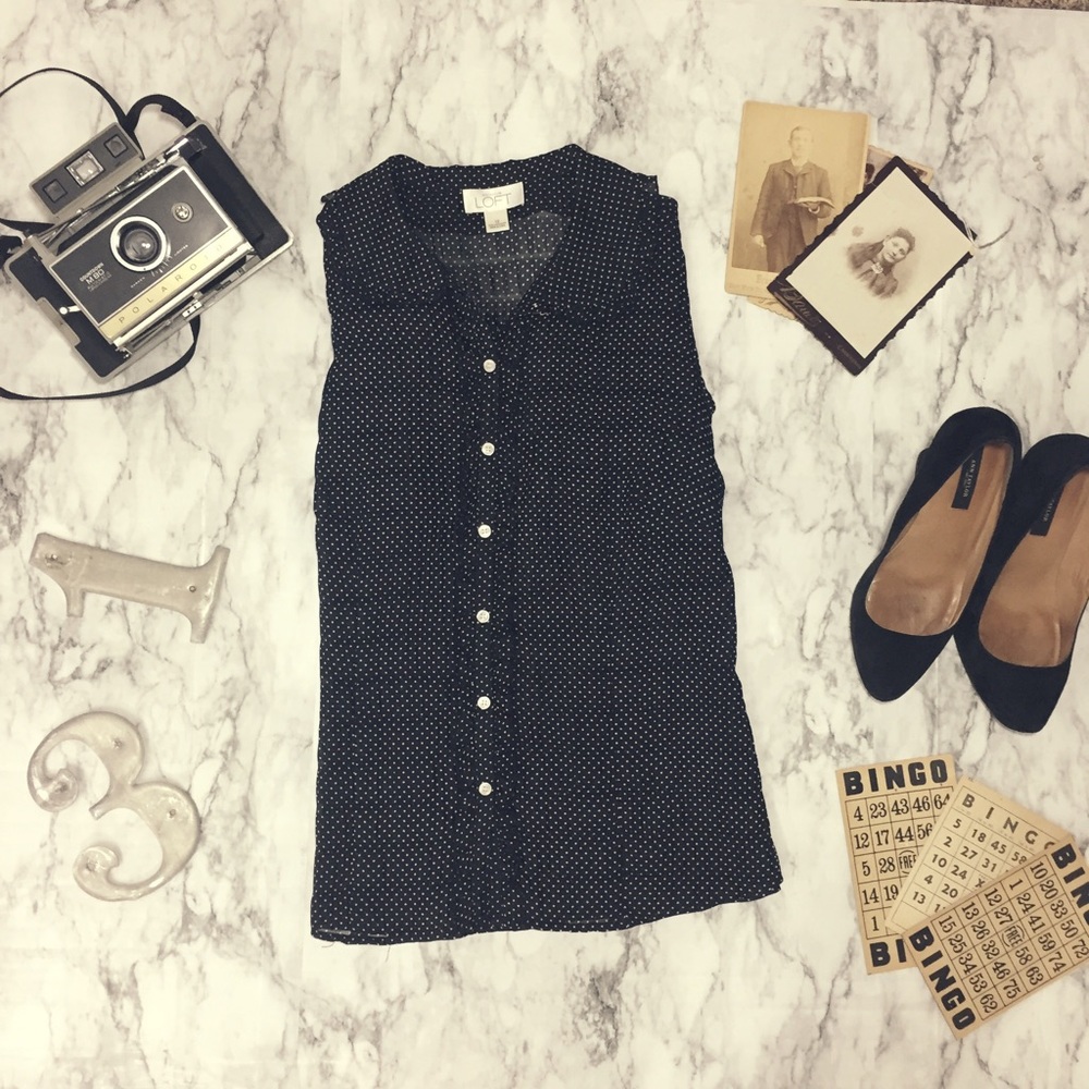 Sheer Black w/ Creamy White Polka Dots Blouse