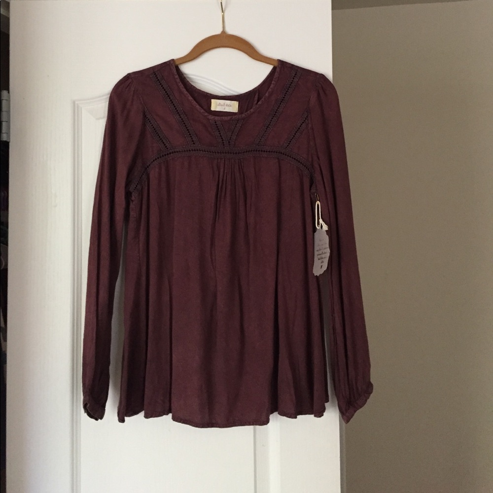 Deep purple/Brown Open Back Long Sleeve Top