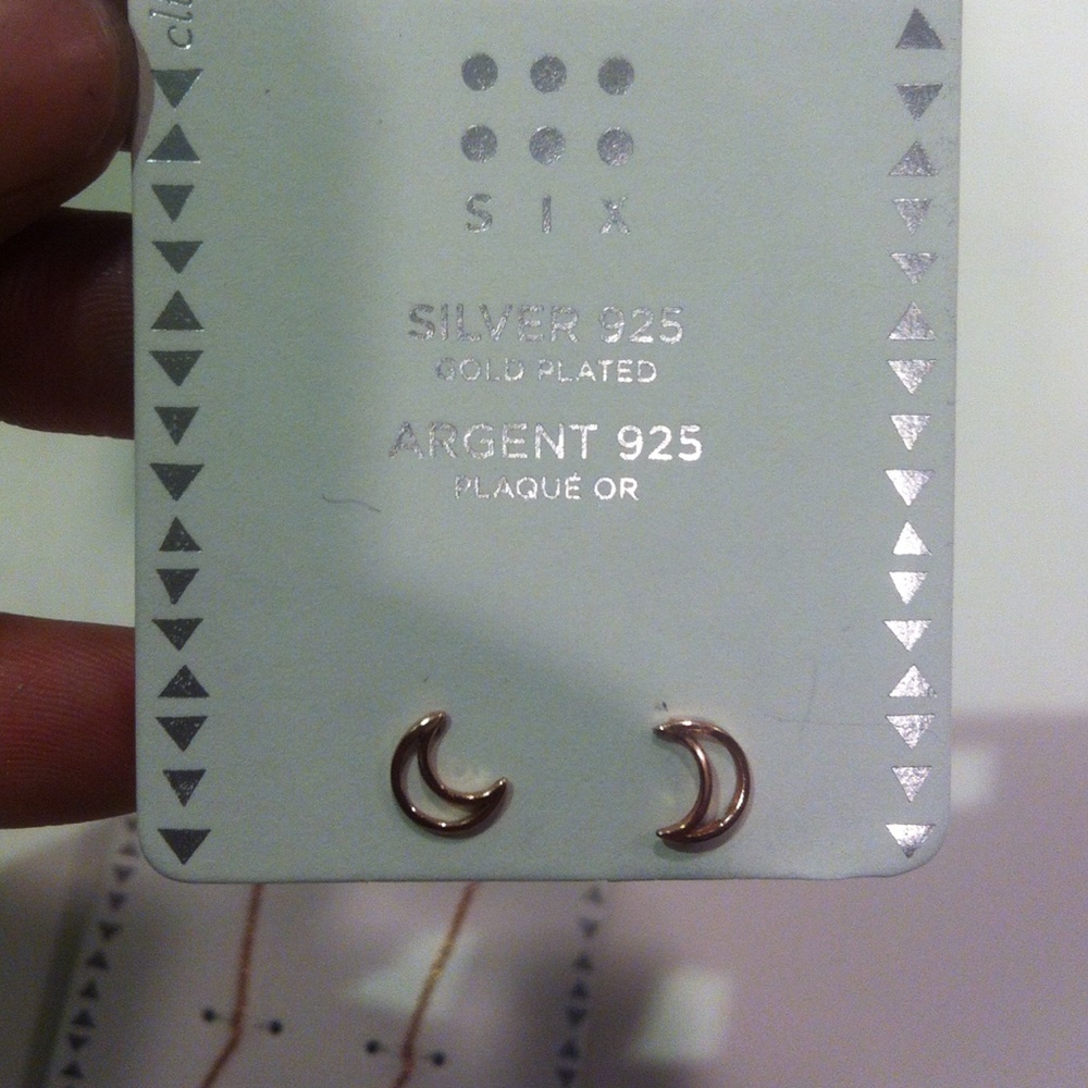 Rose Gold Plated Sterling Silver Moon Earring