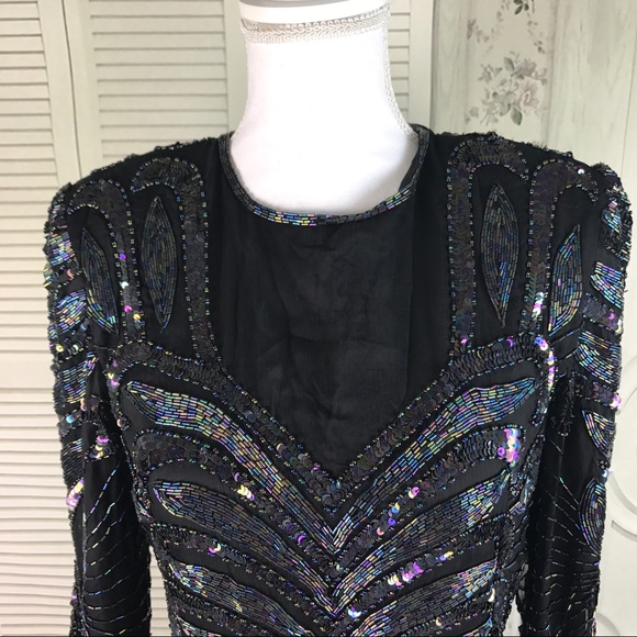 VTG Mark & John B2  Heavily Beaded Sequins S Dress - Picture 3 of 8