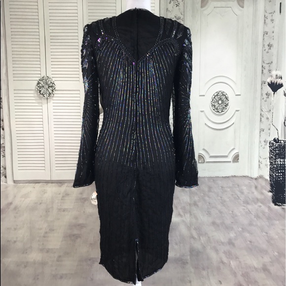 VTG Mark & John B2  Heavily Beaded Sequins S Dress - Picture 5 of 8