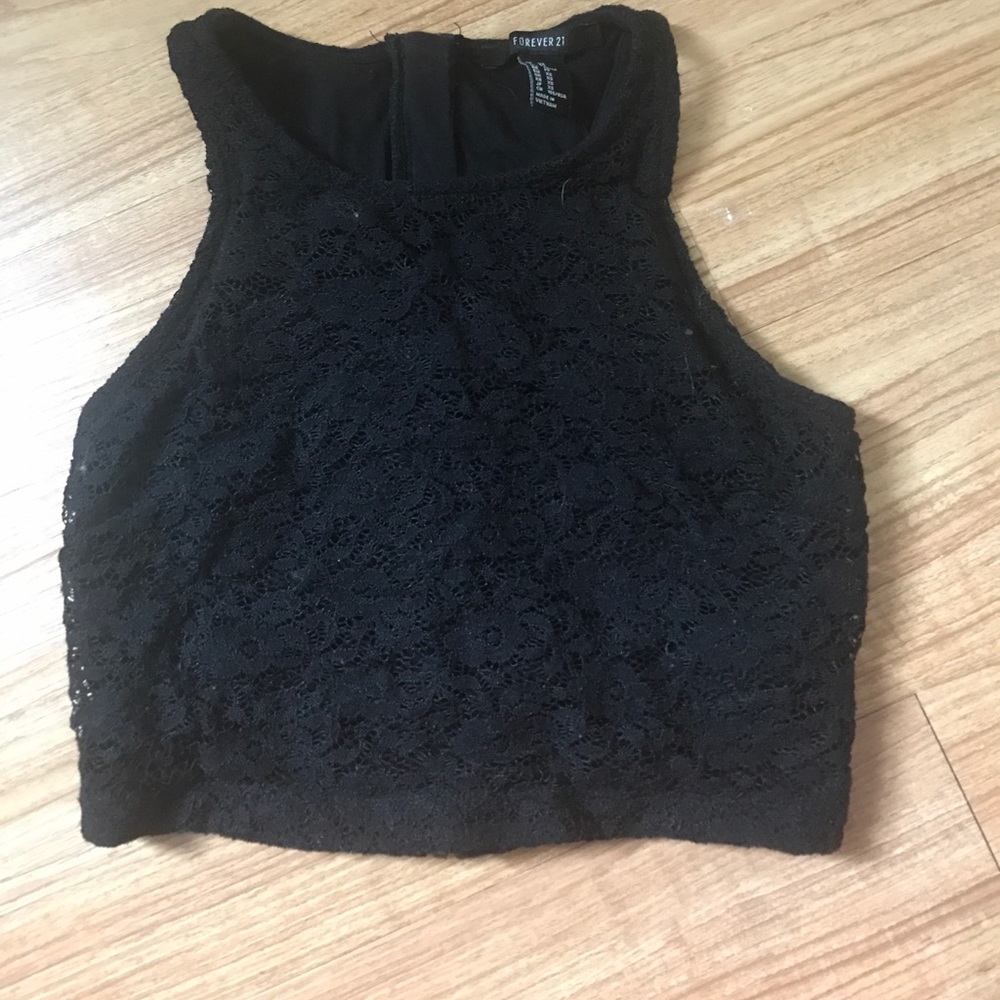 Black Lace Crop Top