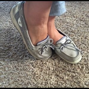Sperry too sider boat shoes. Silver grey. 8