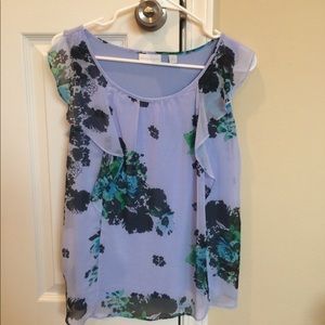 Flower sheer ruffle blouse