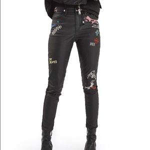 Topshop Moto scribble coated leather jeans