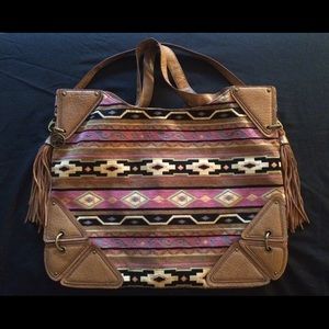 Jessica Simpson Aztec Handbag in Black, Tan & Pink