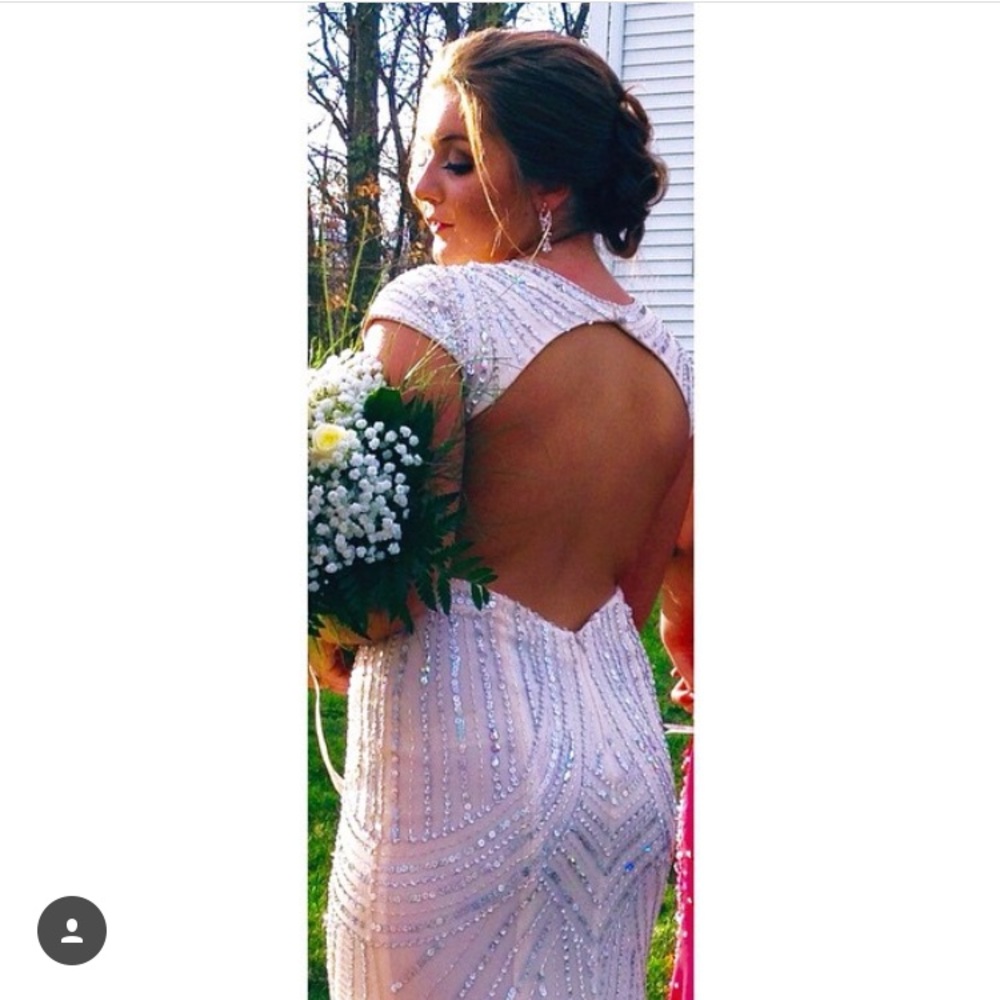 OPEN BACK Champagne Sequins Prom Dress SIZE 6