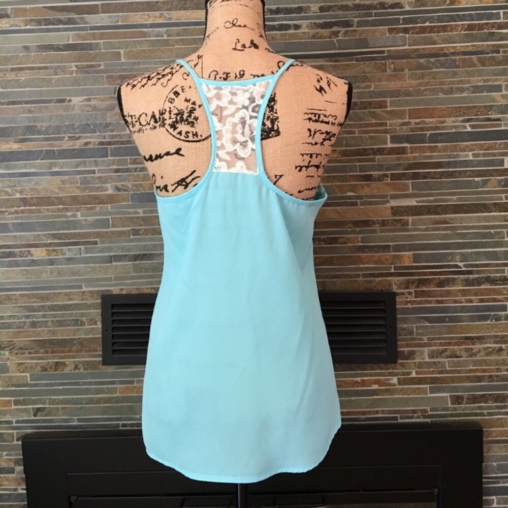 Blue Lace Detail Tank Top - Picture 3 of 3
