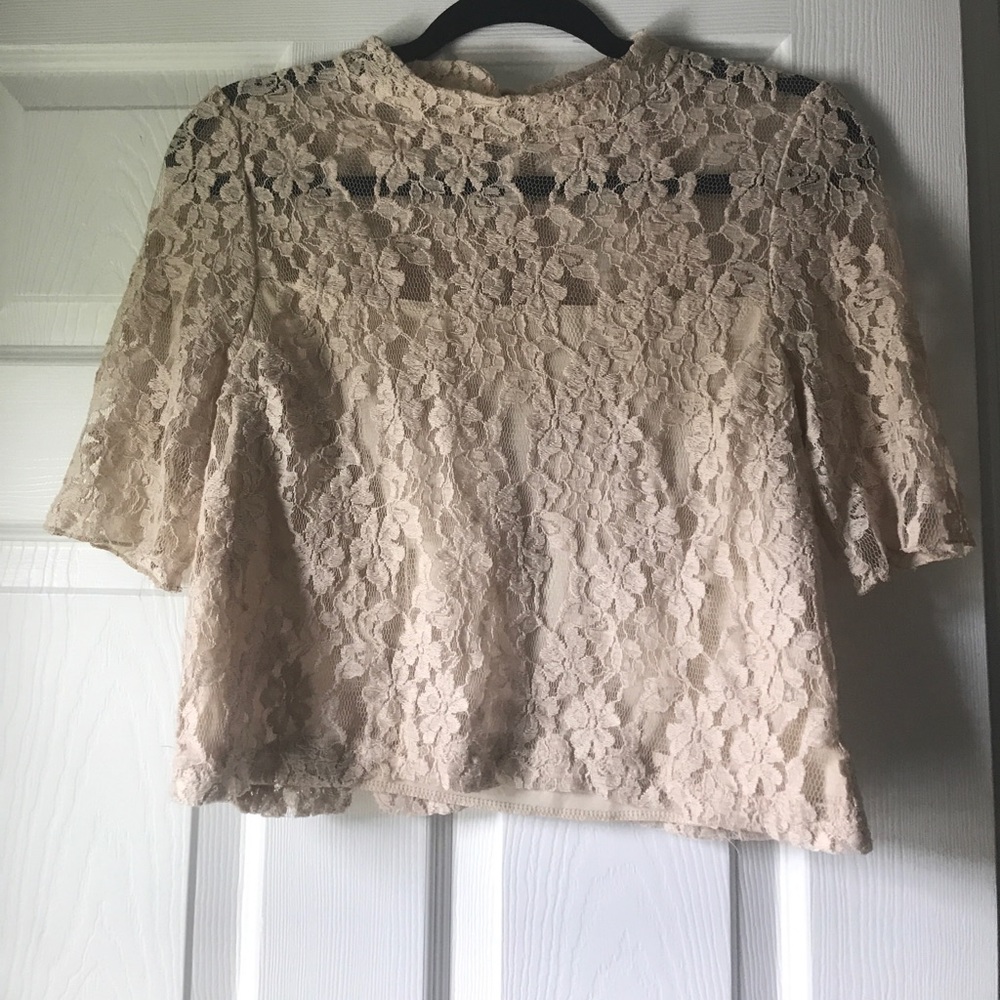 Nude Lace Crop Top