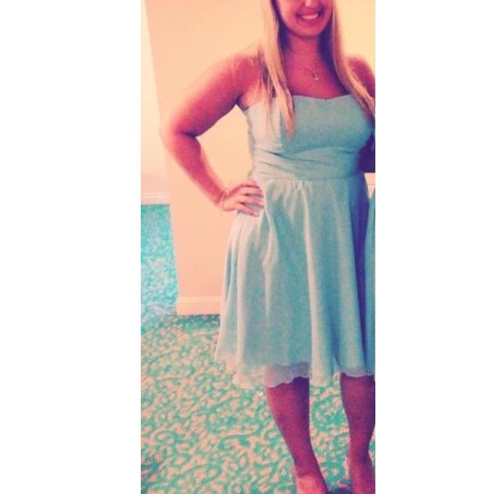 👗Handemade Strapless Baby Blue Dress👗