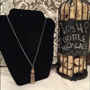 Colorful beads wish bottle blue necklace