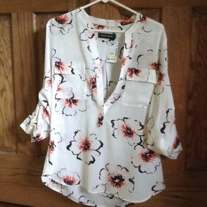 White floral blouse