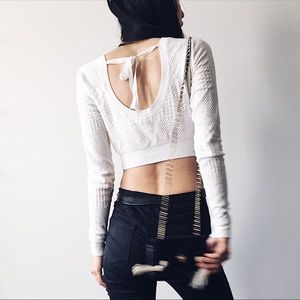 White Knit Crop Top Sweater