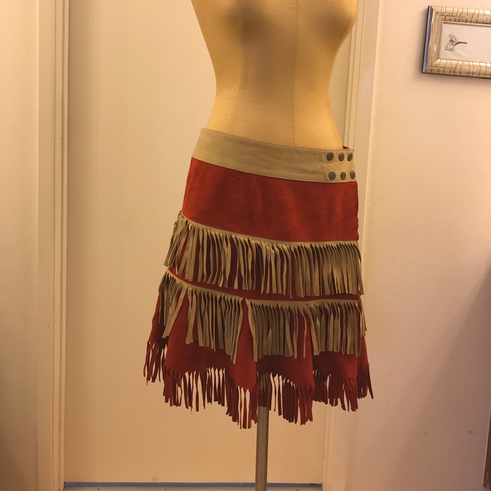 💥Suede rockabilly 🎸Fringe cowgirl skirt