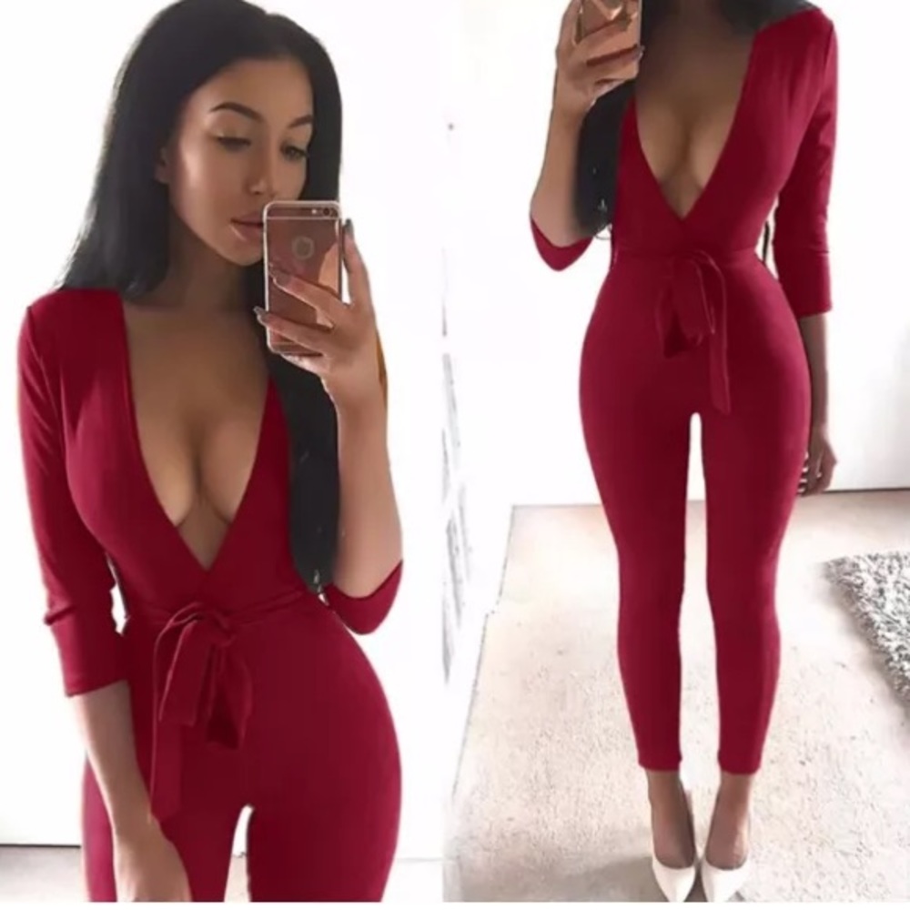 Deep V jumpsuit