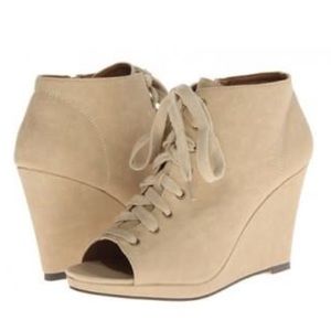 Lace open toe booties