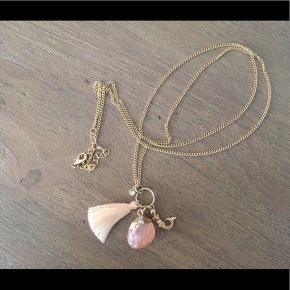 Mermaid, rose stone, tasseled necklace - Picture 3 of 3