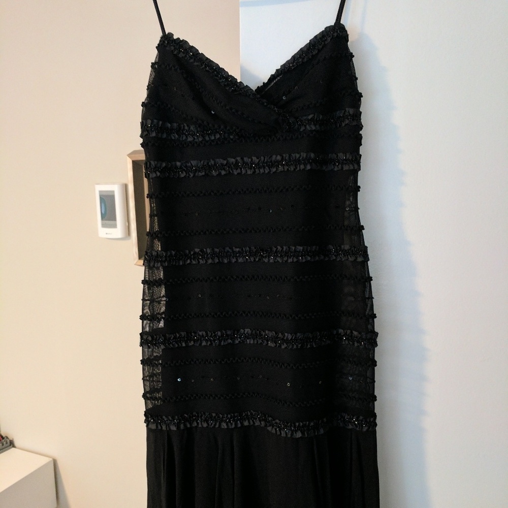 TADASHI Black drop waist dress