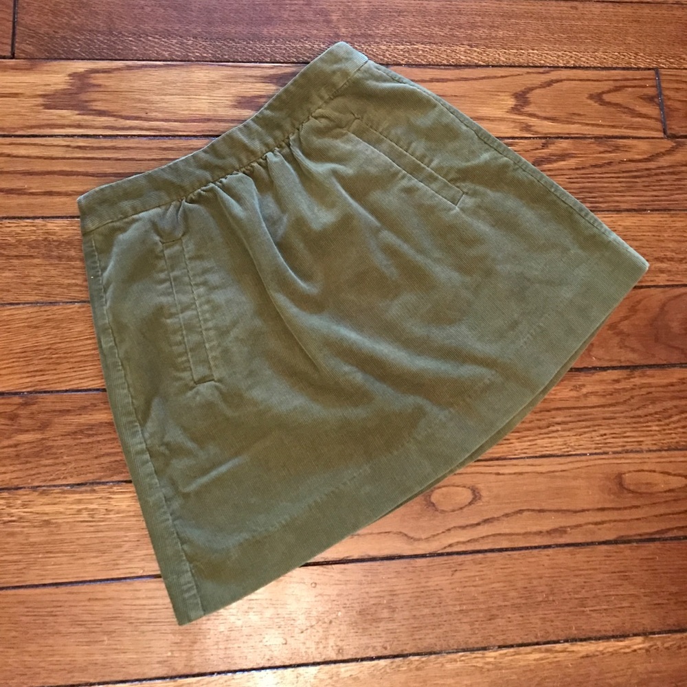 J. Crew Olive Green Cord Skirt