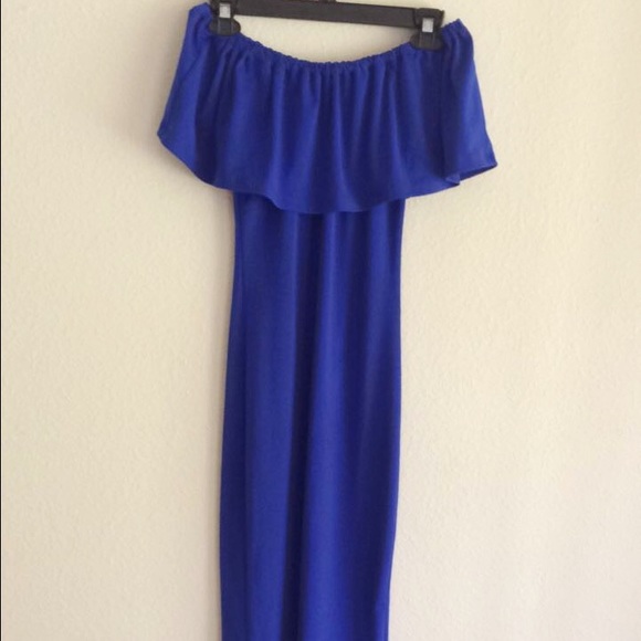 Blue Off the shoulder bodycon dress - Picture 2 of 3