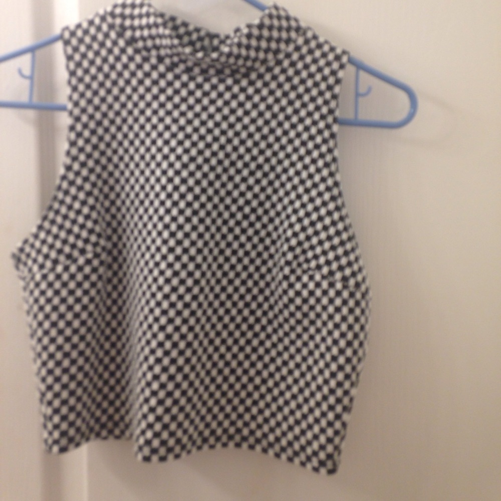 Collared checker crop top