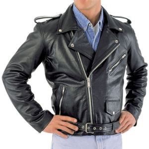 MENS RIVER ROAD LEATHER MOTORCYCLE JACKET