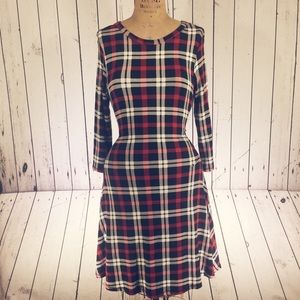 Black, Red, White Flannel Pattern Summer Dress