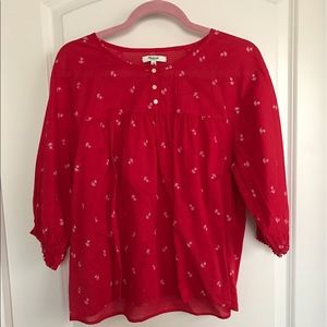 Madewell red blouse