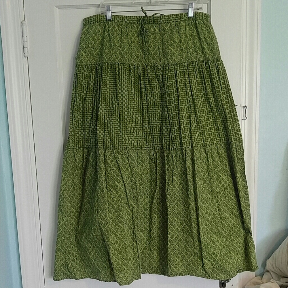 J. Jill Green Boho Maxi Skirt Size Large