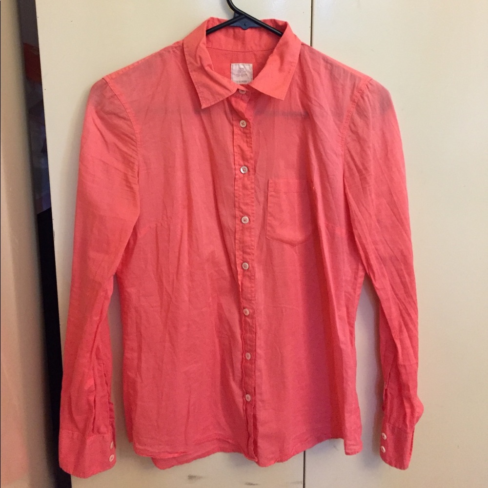 J crew the boy shirt. Salmon colored button down