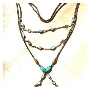 Emelina Lariat Necklace In Turquoise Zellige