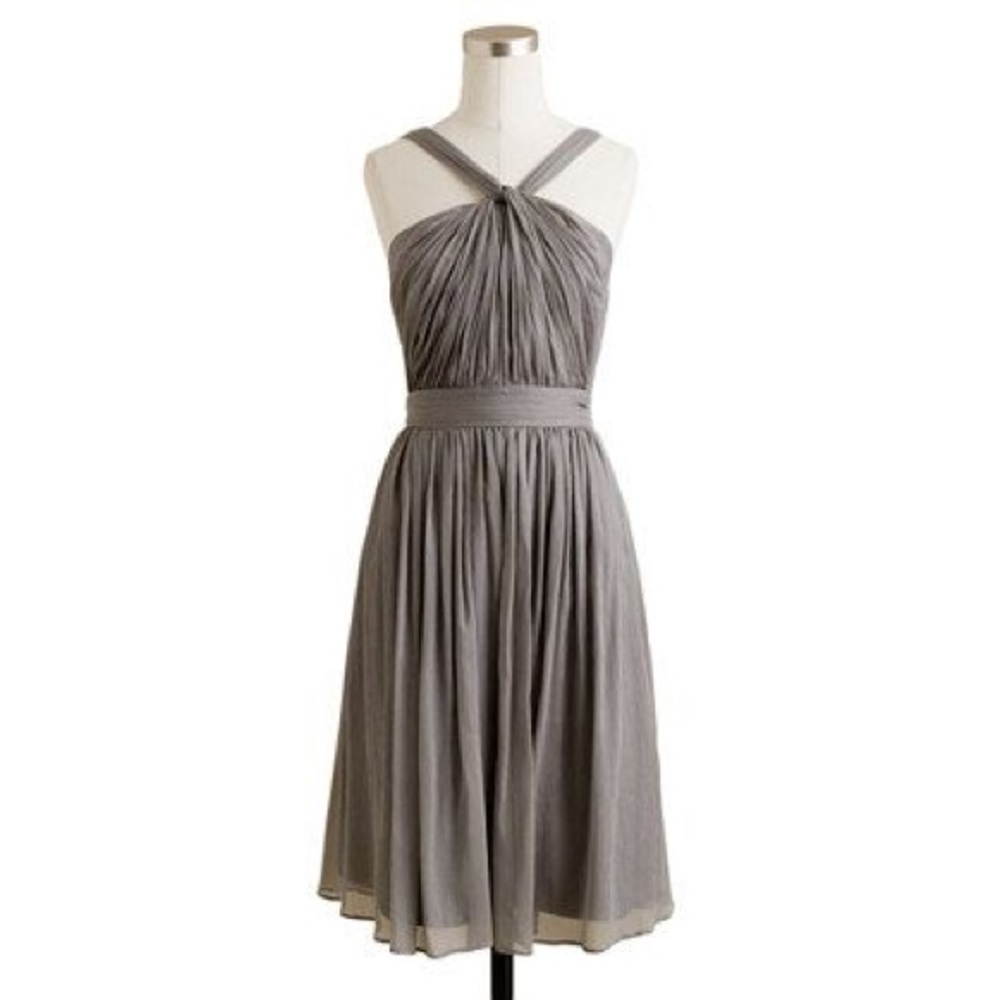 New J Crew Gray Chiffon Bridesmaid Dress Size 8