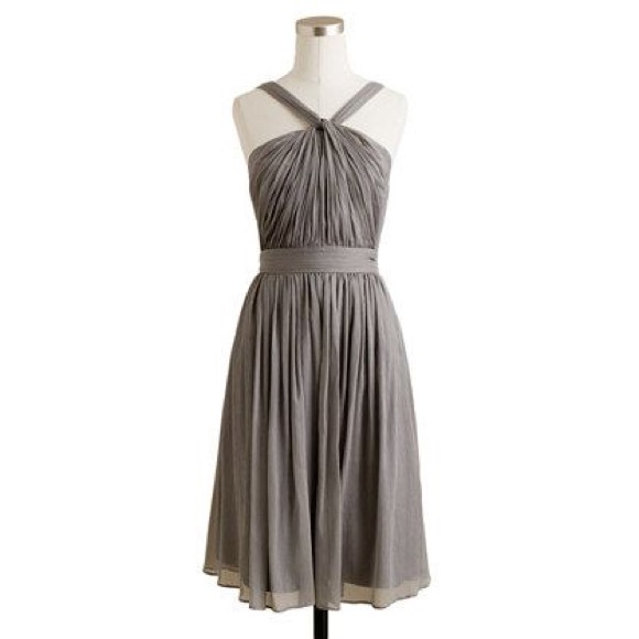New J Crew Gray Chiffon Bridesmaid Dress Size 8 - Picture 1 of 4
