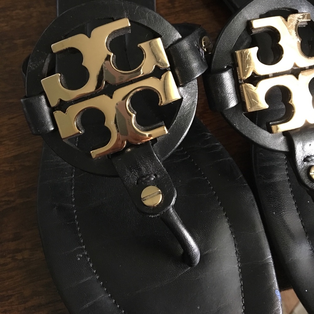 Tory Burch Miller Patent Leather & Gold Sandal