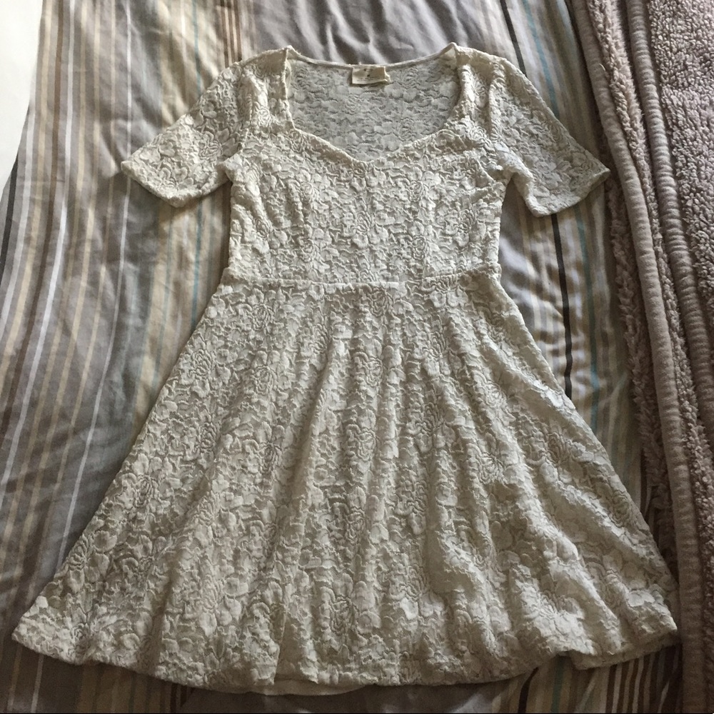 Urban Outfitters White Lace Floral Dress