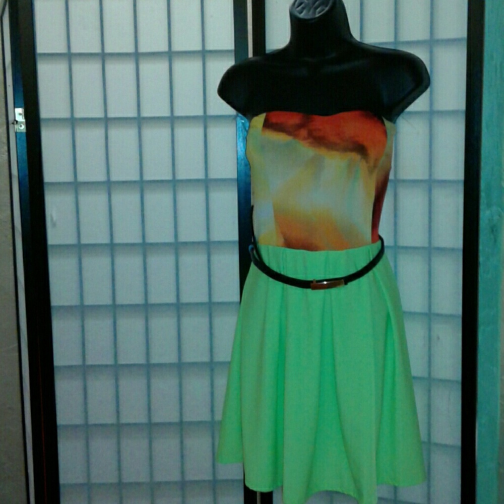 Watercolor Green Mini Dress