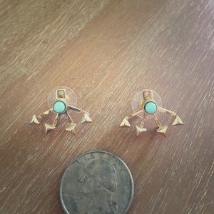 Express gold and teal cuff earrings