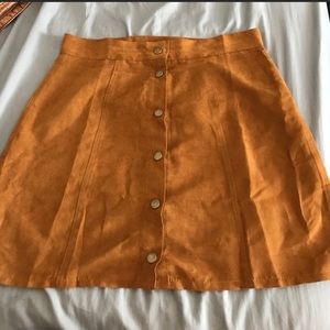 Brown suede button up skirt