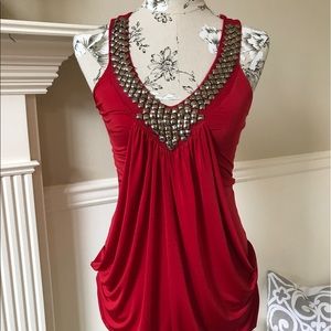 Red fun top with bling