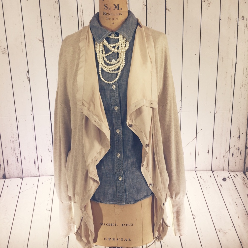 Vera Wang Tan/taupe Beautiful Cardigan