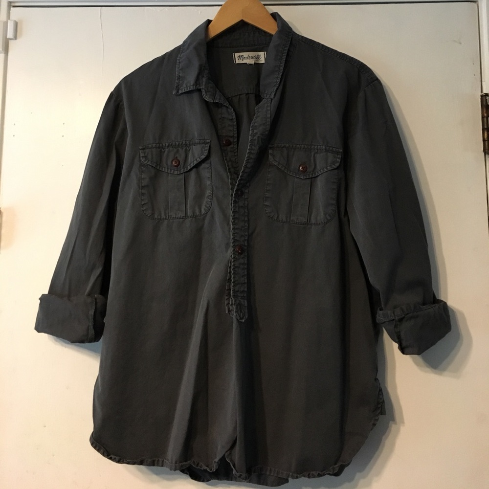 Madewell Grey Button-up Top