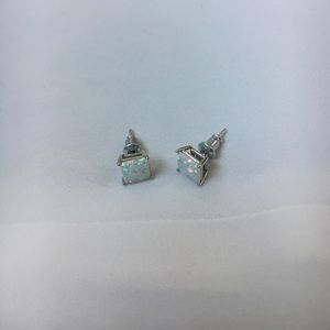 White gold opal earrings
