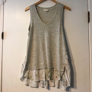 Anthropologie Grey Floral Top