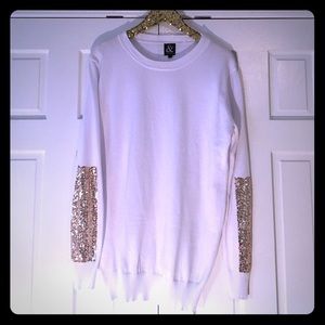 Sequined white sweater -- never been worn!