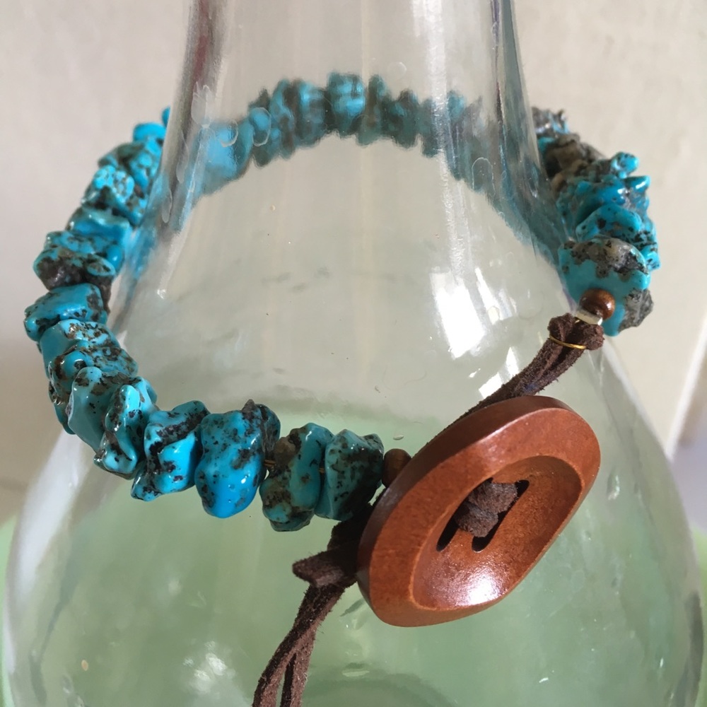 Masculine men's chunk turquoise Santa Fe bracelet!