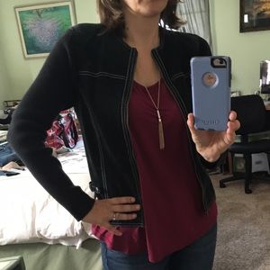 Black suede sweater jacket. Small/Medium