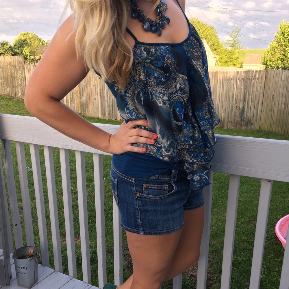 Rue 21 flowy blue detailed tank L