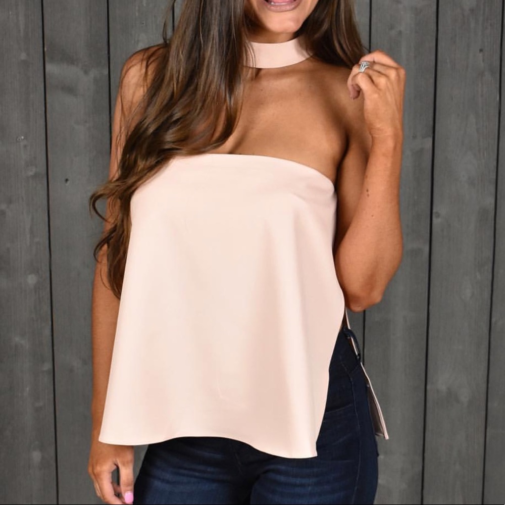 Strapless choker top - blush