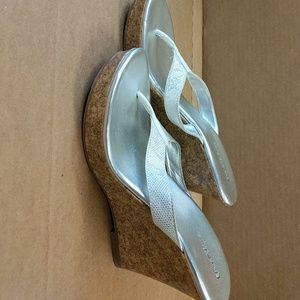 Women cork wedge thong sandals